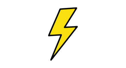 A simple hand drawn yellow lightning bolt illustration on a white background