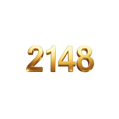 Golden number 2148 On Transparent Background