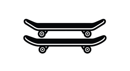 Two black skateboards stacked atop one another in a minimalist style © Tm Studio