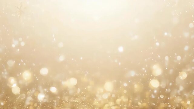 Golden Snowflakes Falling on Shimmering Background.