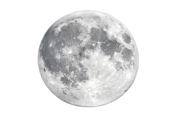 Obraz premium Full moon showing lunar surface craters and visible plains isolated on a transparent background