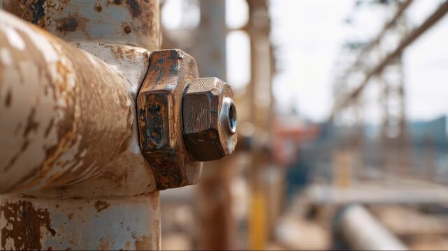 Corroded pipe fitting for industrial maintenance inspection