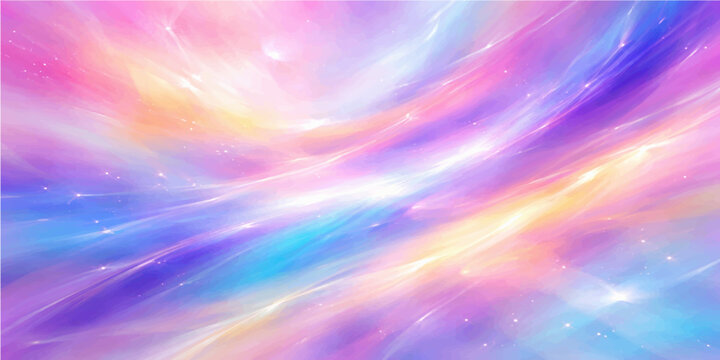 Abstract colorful background with stars featuring a bright rainbow wave motion and soft light textures over a blue sky pattern wallpaper design