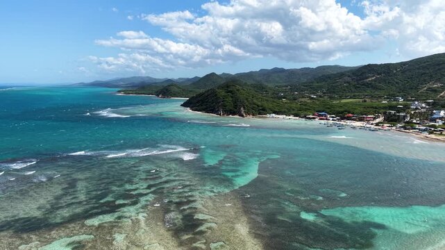 Playa Buen Hombre Monte Cristi Dominican Republic &ndash; Tropical Caribbean Aerial Drone View
