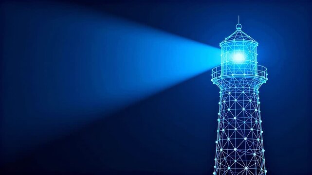 Digital lighthouse with blue light beam