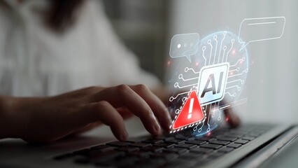 AI interface showing prompt error warning and system alert. AI prompt failure can lead to incorrect...