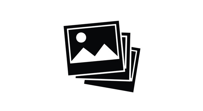 A stack of black and white photograph icons representing image files