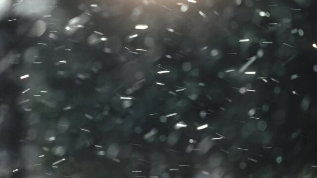 Fierce Snowstorm With Rapid Flakes. Severe Icy Blizzard Featuring Swift Falling Snow And Energetic Gusts