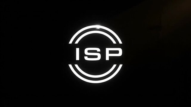 Abstract logo reveal with glowing text and circular design element