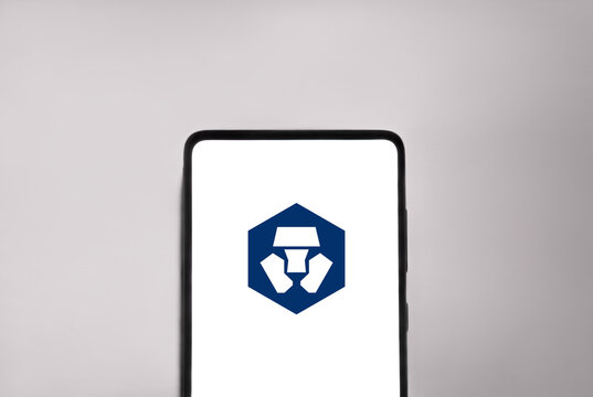 Crypto.com logo on a smartphone device. Link&ouml;ping, &Ouml;sterg&ouml;tland, Sweden 02-24-2026.