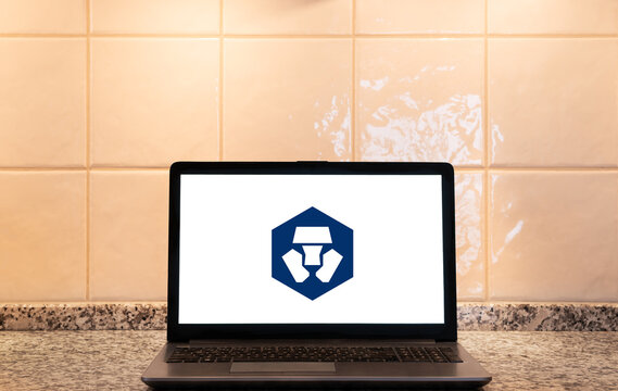 Crypto.com logo on a laptop . Link&ouml;ping, &Ouml;sterg&ouml;tland, Sweden 02-24-2026.