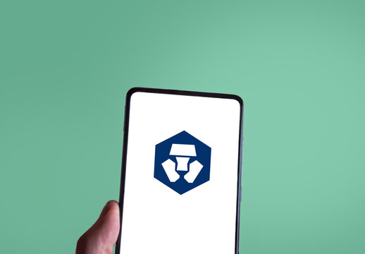 Crypto.com logo on a smartphone device. Link&ouml;ping, &Ouml;sterg&ouml;tland, Sweden 02-24-2026.