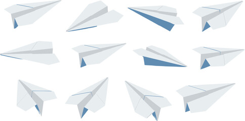 Paper Airplane Set Different Angles Origami Plane Vector Illustration © Garun Creative