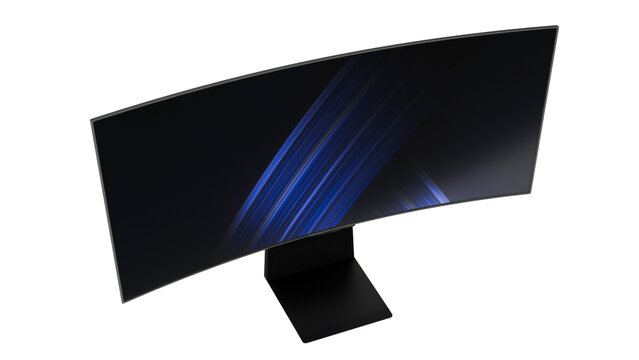 Curved Ultrawide Computer Monitor Isolated on Transparent Background