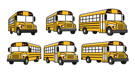 School Bus Line art minimal creative color illustration © MD Eamon Shikder