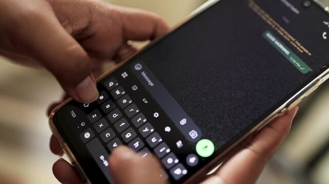 Sending Morning Greeting Message On Mobile Phone. Starting Conversation With Morning Message