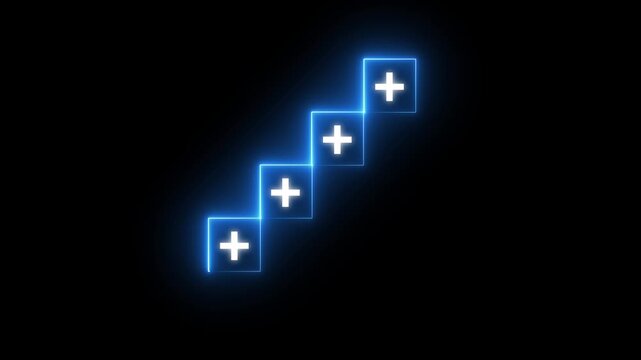 Positive things; added value, benefits, additional, personal development, growth mindset, positive thinking, opportunities, emerging market. Neon glowing with plus sign to offer positive things.