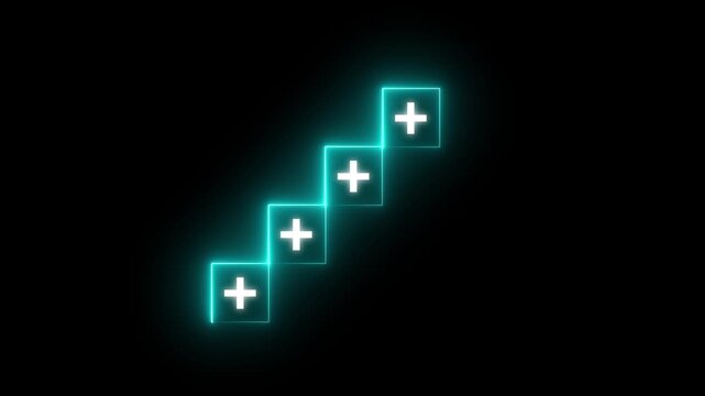 Positive things; added value, benefits, additional, personal development, growth mindset, positive thinking, opportunities, emerging market. Neon glowing with plus sign to offer positive things.