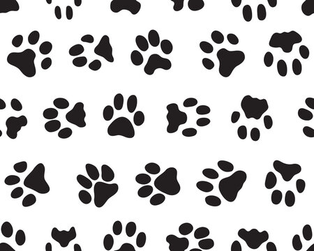 	
Black silhouettes of prints of dog paws, Seamless pattern	
