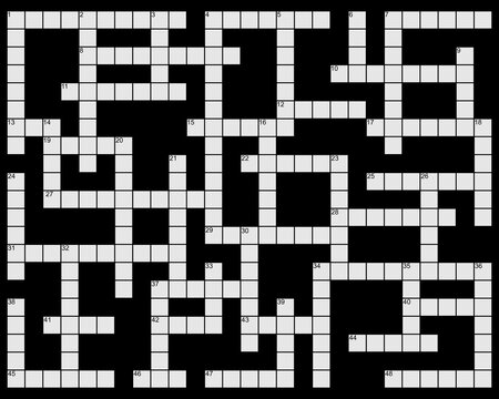 Square empty crossword puzzle, template for print and design