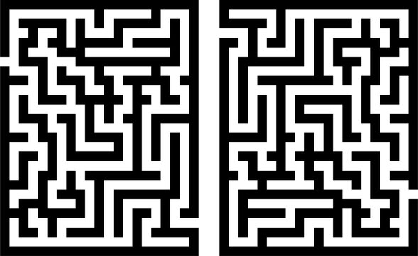Black rectangle mazes isolated on white background	