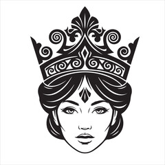 Royal Queen Crown Portrait Vector