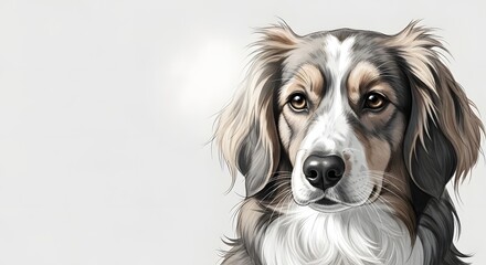 Fototapeta premium Detailed digital illustration of a dog's face with a white background.