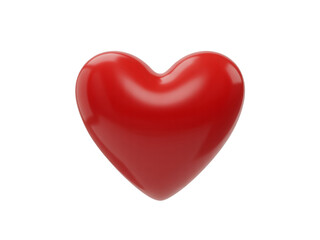 Fototapeta premium Glossy red 3D heart icon isolated on white background representing love romance passion health cardiology and valentine day symbol for creative graphic design and marketing