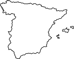 Fototapeta premium Outline map of the Iberian Peninsula showing the country of Spain and its islands, perfect for travel, geography, and educational purposes