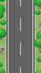 自然の中を走る道路を真上から見たイラスト素材_シームレス_16:9