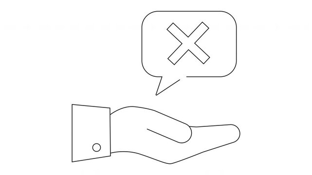 Rejection Icon in Hand - Concept of Denial and Refusal.