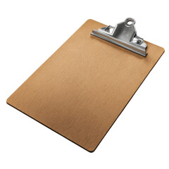 Fototapeta premium Blank Clipboard with Clip on Wood Surface for Note Taking Tasks