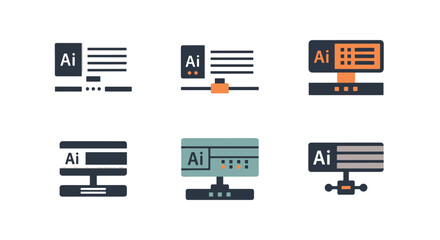 Server Line art abstract creative tone vector