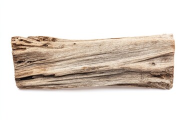 Fototapeta premium Weathered driftwood log on white background