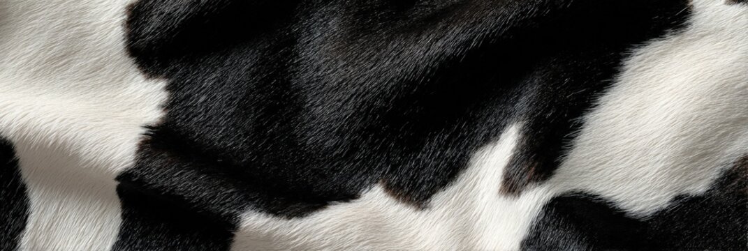 Close-up of black and white cowhide texture pattern for design