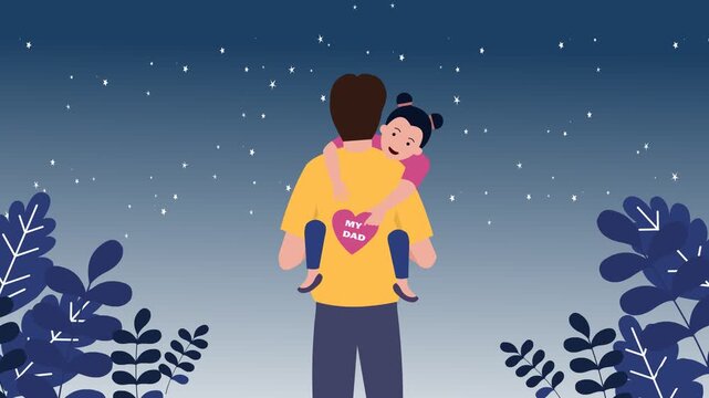 An animation of a father and daughter on Father's day 