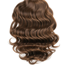 Naklejka premium Curly brown hair extension or wig piece, isolated on transparent background