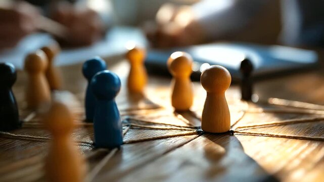 Executive harmony grid icon concept depicting visual map for enhanced strategic alignment and team collaboration, leadership coordination, with copy space