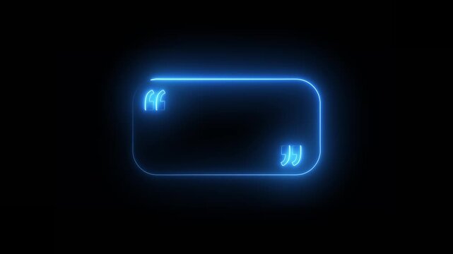 Minimalist quotes neon frame border animation isolated on black background