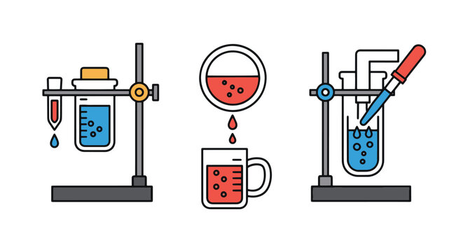 Titration Setup Line clean bright color illustration