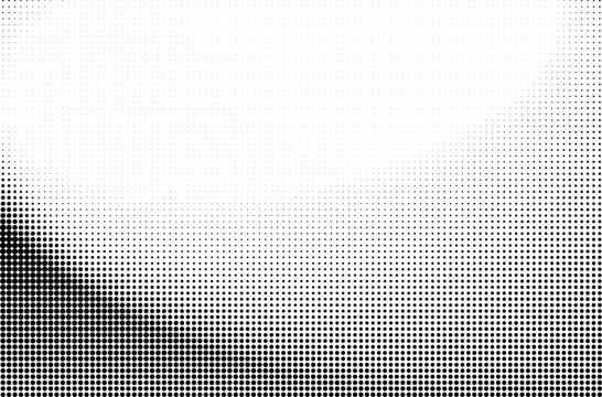 Abstract black and white halftone pattern with varying dot density and grid formations isolated on transparent background, Vector, illustration