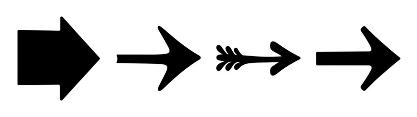 Four Different Arrows Pointing Right in Flat Design Vector Illustration