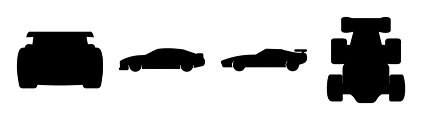 Obraz premium Racing Cars Silhouettes Collection Flat Design vector illustration