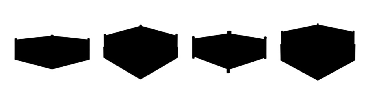 Boxing Rings in Various Perspectives, Flat Design Elements, vector illustration