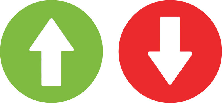 Green arrow pointing up and red arrow pointing down indicating progress and decline