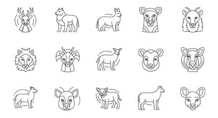 Minimalist animal icons for design and branding projects