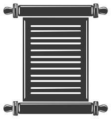 Antique Scroll with Text, Papyrus Paper Roll Template, Ancient Script Isolated on White, Old Document Pattern, Vector Illustration