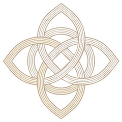 Intricate knotwork design with interwoven loops in pale beige and white