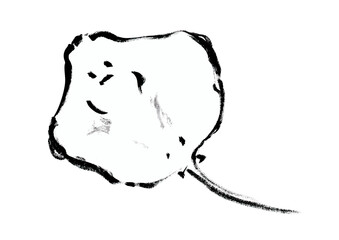 エイの和風筆書きイラスト