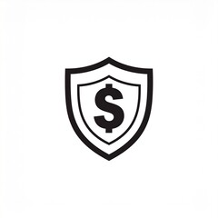 Fototapeta premium Shield with dollar sign icon for finance security and business protection concept